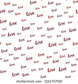 Dark Red vector seamless cover with quote LOVE YOU. Illustration with colorful phrase LOVE YOU in romantic style. Pattern for trendy fabric, wallpapers.