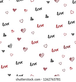 Dark Red vector seamless cover with quote LOVE YOU, hearts. Illustration with phrase LOVE YOU, hearts for valentine's day. Pattern for design of fabric, wallpapers.