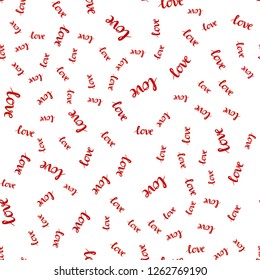 Dark Red vector seamless cover with quote LOVE YOU. Decorative illustration with words of love in abstract style. Design for wallpaper, fabric makers.