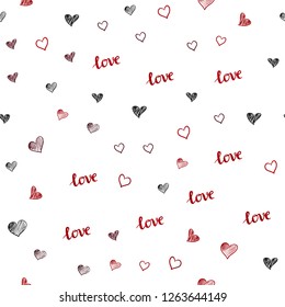Dark Red vector seamless cover with quote LOVE YOU, hearts. Design in doodle style with text LOVE YOU, hearts. Design for wallpaper, fabric makers.