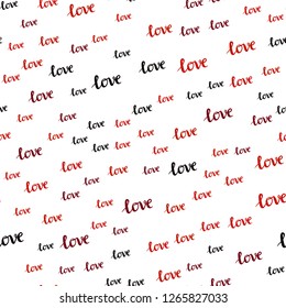 Dark Red vector seamless cover with quote LOVE YOU. Decorative illustration with words of love in abstract style. Pattern for trendy fabric, wallpapers.