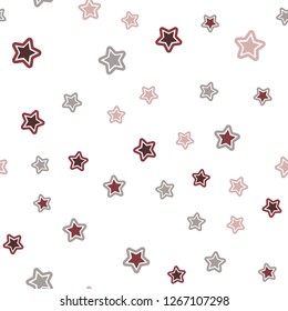 Dark Red vector seamless cover with small and big stars. Glitter abstract illustration with colored stars. Design for textile, fabric, wallpapers.