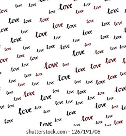 Dark Red vector seamless cover with quote LOVE YOU. Decorative illustration with words of love in abstract style. Texture for window blinds, curtains.