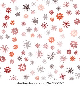 Dark Red vector seamless cover with beautiful snowflakes. Snow on blurred abstract background with gradient. Template for business cards, websites.
