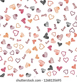 Dark Red vector seamless cover with quote LOVE YOU, hearts. Colorful illustration with quote LOVE YOU, hearts. Design for wallpaper, fabric makers.