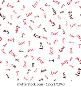 Dark Red vector seamless cover with quote LOVE YOU. Illustration with phrase LOVE YOU for valentine's day. Design for textile, fabric, wallpapers.