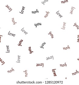 Dark Red vector seamless cover with quote LOVE YOU. Illustration with phrase LOVE YOU for valentine's day. Texture for window blinds, curtains.