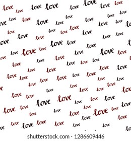 Dark Red vector seamless cover with quote LOVE YOU. Decorative illustration with words of love in abstract style. Template for business cards, websites.