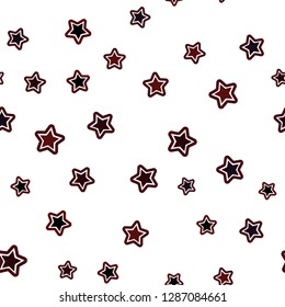 Dark Red vector seamless cover with small and big stars. Decorative shining illustration with stars on abstract template. Pattern for trendy fabric, wallpapers.
