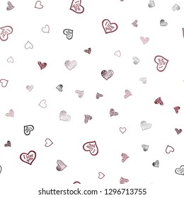 Dark Red vector seamless cover with Shining hearts. Glitter abstract illustration with colorful hearts in romantic style. Pattern can be used for valentine's ad, booklets.