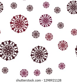 Dark Red vector seamless cover with beautiful snowflakes. Shining colored illustration with snow in christmas style. Pattern for design of fabric, wallpapers.