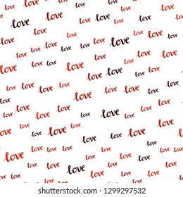Dark Red vector seamless cover with quote LOVE YOU. Colorful illustration with quote LOVE YOU in celebration style. Template for business cards, websites.