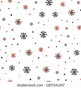 Dark Red vector seamless cover with beautiful snowflakes. Glitter abstract illustration with crystals of ice. Design for textile, fabric, wallpapers.