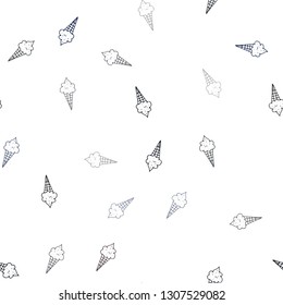 Dark Red vector seamless cover with sundae ice-cream. Glitter abstract sketch with ice-cream cones. Pattern for ads of breakfast, lunch, dinner.