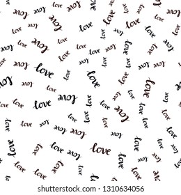 Dark Red vector seamless cover with quote LOVE YOU. Illustration with phrase LOVE YOU for valentine's day. Pattern for trendy fabric, wallpapers.