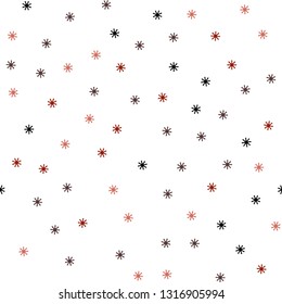 Dark Red vector seamless cover with beautiful snowflakes. Glitter abstract illustration with crystals of ice. Design for wallpaper, fabric makers.