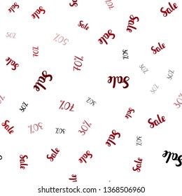 Dark Red vector seamless cover with symbols of 30, 50, 70 % sales. Illustration with signs of sales on abstract template. Pattern for ads, posters, banners of sales.