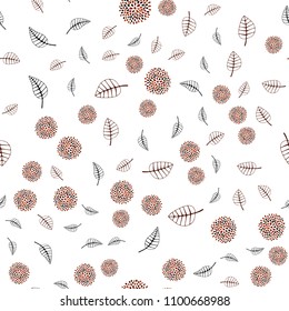 Dark Red vector seamless doodle template with leaves and flowers. Modern abstract illustration with leaves and flowers. Completely new template for your brand book.