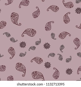 Dark Red vector seamless doodle pattern with leaves and flowers. Brand new colored illustration with leaves and flowers. Textured pattern for a website, banner.