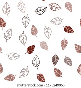 Dark Red vector seamless doodle backdrop with leaves. Colorful abstract illustration with leaves in doodle style. Pattern for design of window blinds, curtains.