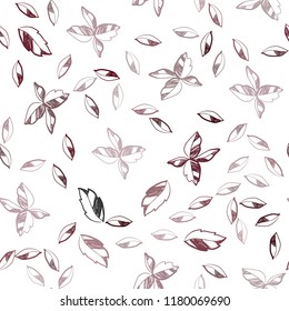 Dark Red vector seamless doodle pattern with leaves. An elegant bright illustration with leaves in Natural style. Template for business cards, websites.