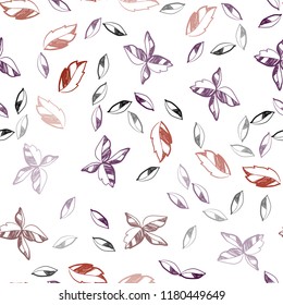 Dark Red vector seamless doodle layout with leaves. New colorful illustration in doodle style with leaves. Pattern for design of window blinds, curtains.
