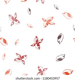 Dark Red vector seamless doodle texture with leaves. Blurred decorative design in Indian style with leaves. Design for textile, fabric, wallpapers.