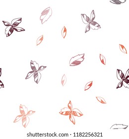 Dark Red vector seamless doodle background with leaves. leaves on elegant natural pattern with gradient. Pattern for trendy fabric, wallpapers.