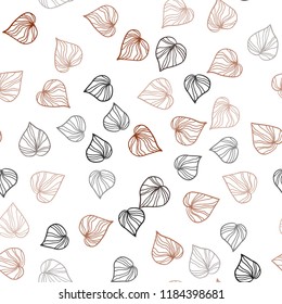 Dark Red vector seamless doodle template with leaves. Glitter abstract illustration with doodles and leaves. Pattern for design of fabric, wallpapers.