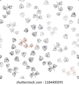 Dark Red vector seamless doodle background with leaves. A vague abstract illustration with leaves in doodles style. Pattern for design of window blinds, curtains.