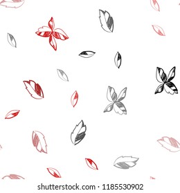 Dark Red vector seamless doodle background with leaves. Doodle illustration of leaves in Origami style with gradient. Trendy design for wallpaper, fabric makers.
