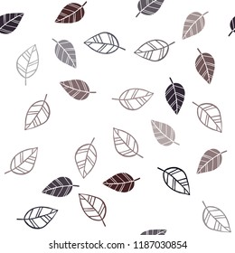Dark Red vector seamless doodle backdrop with leaves. leaves on blurred abstract background with gradient. Pattern for trendy fabric, wallpapers.