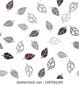 Dark Red vector seamless doodle pattern with leaves. Brand new colored illustration in blurry style with leaves. Pattern for design of fabric, wallpapers.