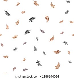 Dark Red vector seamless doodle backdrop with leaves. Doodle illustration of leaves in Origami style with gradient. Template for business cards, websites.