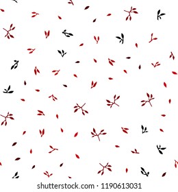 Dark Red vector seamless doodle backdrop with leaves. Colorful abstract illustration with leaves in doodle style. Pattern for trendy fabric, wallpapers.