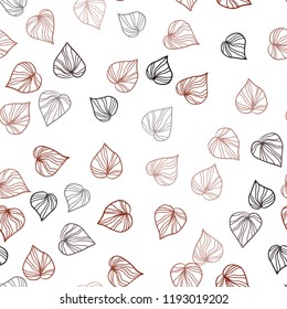 Dark Red vector seamless doodle pattern with leaves. A vague abstract illustration with leaves in doodles style. Pattern for design of fabric, wallpapers.