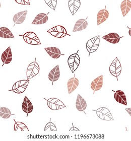 Dark Red vector seamless doodle texture with leaves. Colorful abstract illustration with leaves in doodle style. Template for business cards, websites.