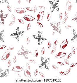 Dark Red vector seamless doodle background with leaves. Glitter abstract illustration with doodles and leaves. Pattern for design of window blinds, curtains.