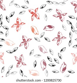 Dark Red vector seamless doodle background with leaves. Creative illustration in blurred style with leaves. Pattern for trendy fabric, wallpapers.