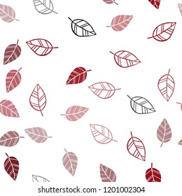 Dark Red vector seamless doodle template with leaves. Doodle illustration of leaves in Origami style with gradient. Pattern for design of fabric, wallpapers.