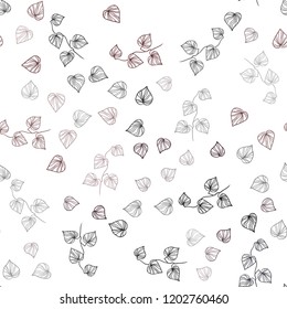 Dark Red vector seamless doodle pattern with leaves. Glitter abstract illustration with doodles and leaves. Template for business cards, websites.