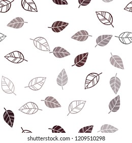 Dark Red vector seamless doodle pattern with leaves. Colorful abstract illustration with leaves in doodle style. Pattern for design of fabric, wallpapers.