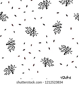 Dark Red vector seamless doodle texture with leaves, branches. Leaves and branches with gradient on white background. Design for wallpaper, fabric makers.