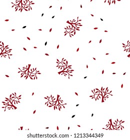 Dark Red vector seamless doodle texture with leaves, branches. An elegant bright illustration with leaves and branches. Design for textile, fabric, wallpapers.