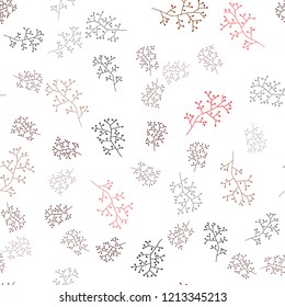 Dark Red vector seamless doodle pattern with branches. Shining colored illustration with leaves and branches. Template for business cards, websites.