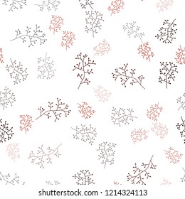 Dark Red vector seamless doodle template with branches. Shining colored illustration with leaves and branches. Pattern for trendy fabric, wallpapers.
