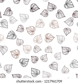 Dark Red vector seamless doodle template with leaves. Decorative illustration with doodles on abstract template. Pattern for design of window blinds, curtains.