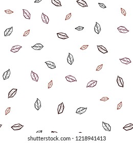 Dark Red vector seamless doodle backdrop with leaves. Glitter abstract illustration with doodles and leaves. Design for wallpaper, fabric makers.