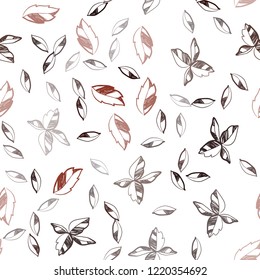 Dark Red vector seamless doodle backdrop with leaves. Shining colored illustration with leaves in doodle style. Pattern for design of window blinds, curtains.