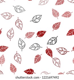 Dark Red vector seamless doodle layout with leaves. leaves on elegant natural pattern with gradient. Pattern for design of window blinds, curtains.